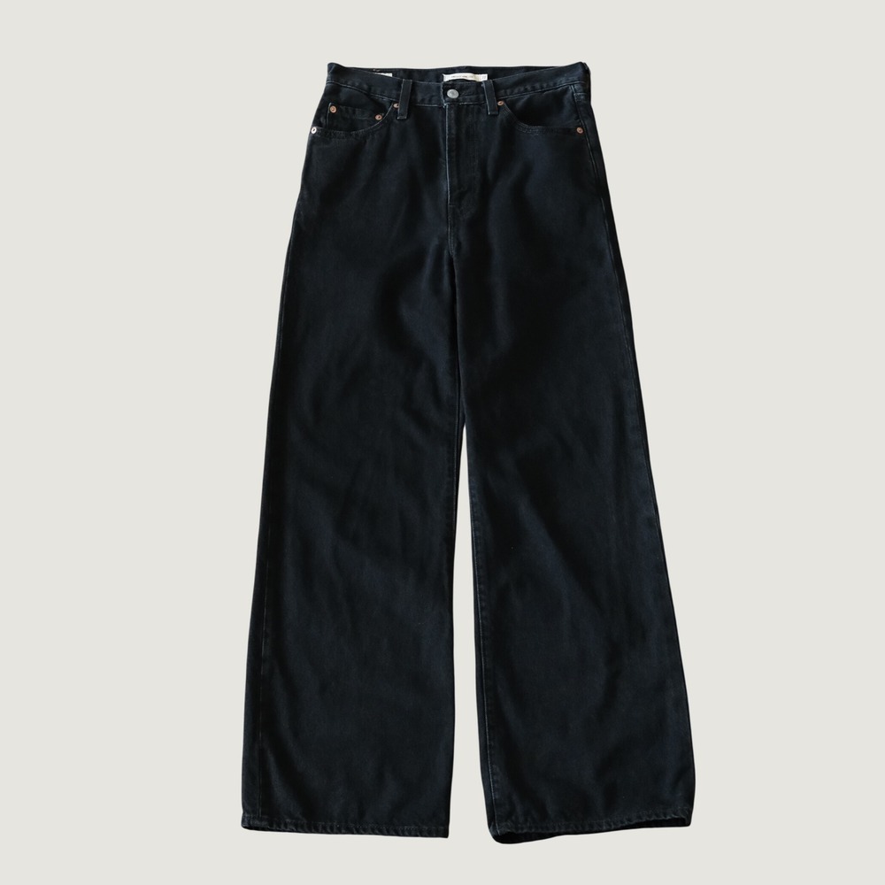 Levi's Ribcage Wide Leg Jeans Black High Rise Denim 27 Streetwear Skater 90s Y2K